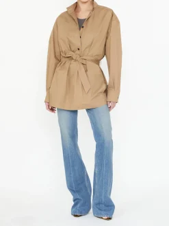 Baumwollhemd mit Gürtel Beige