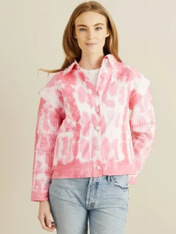 Baumwoll-Jacke 'Adelade' in Batik-Optik Pink