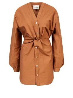 Baumwoll-Nylon-Kleid 'Johanna' mit Knotendetails Braun