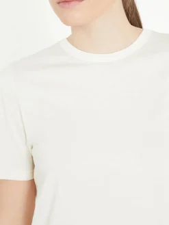 Baumwoll-Seiden-T-Shirt Crème