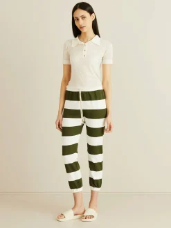 Baumwoll-Sweatpants Grün/Weiß