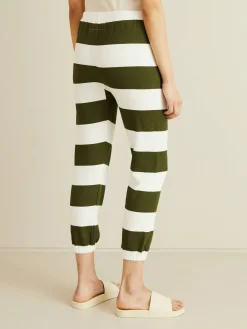 Baumwoll-Sweatpants Grün/Weiß