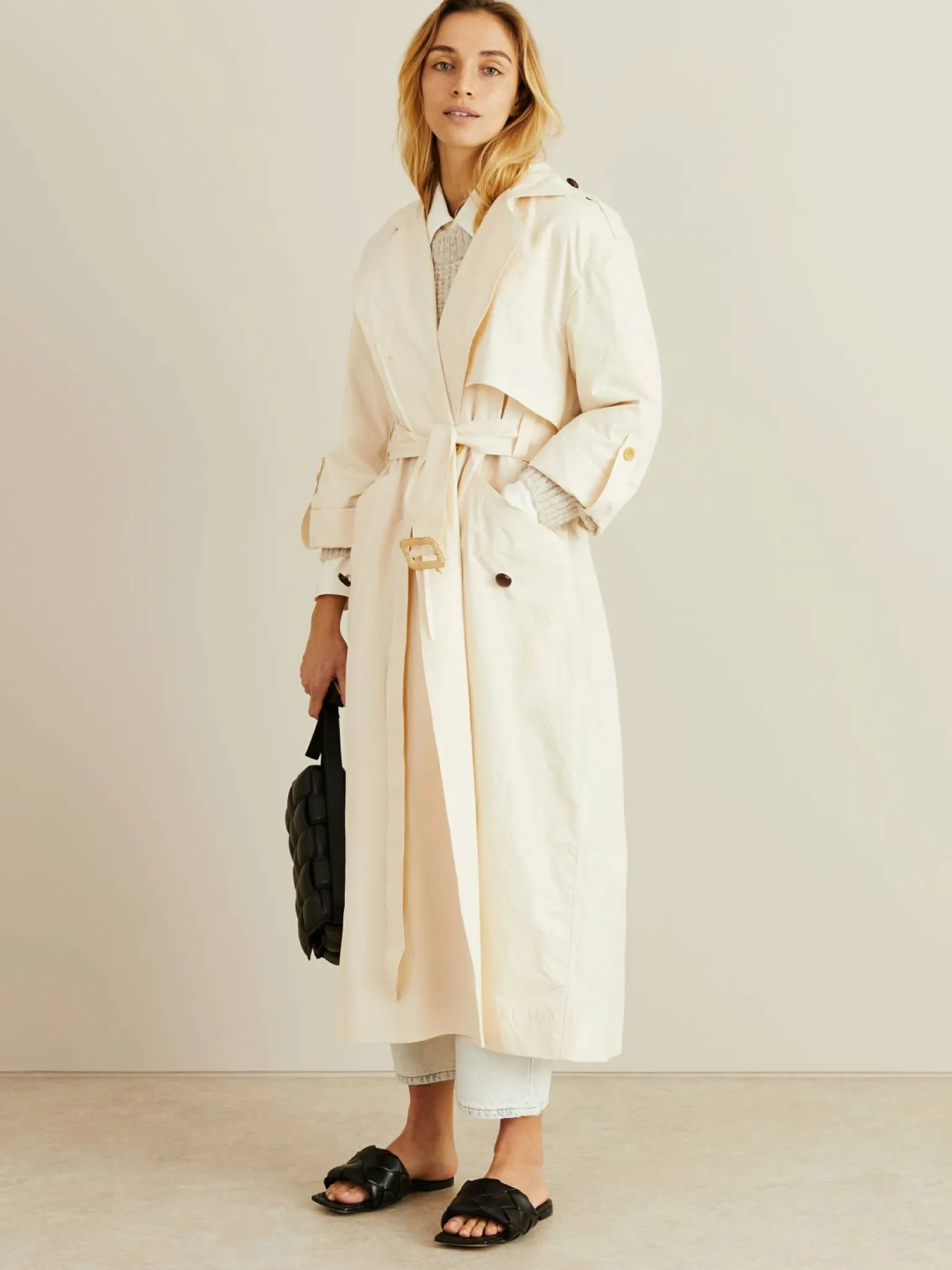 Baumwoll-Trenchcoat 'Caylei' Crème