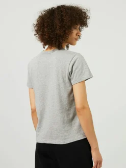 Baumwoll-T-Shirt Rundhalsausschnitt Grau Melange