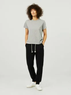 Baumwoll-T-Shirt Rundhalsausschnitt Grau Melange
