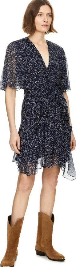 Bedrucktes Minikleid 'Vivienne' aus Musselin Dunkelblau