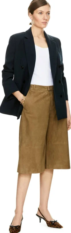 Bermuda 'Jina' aus Lammveloursleder Khaki