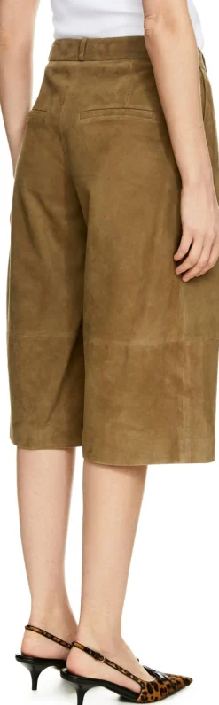 Bermuda 'Jina' aus Lammveloursleder Khaki