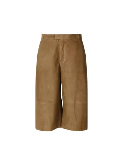 Bermuda 'Jina' aus Lammveloursleder Khaki
