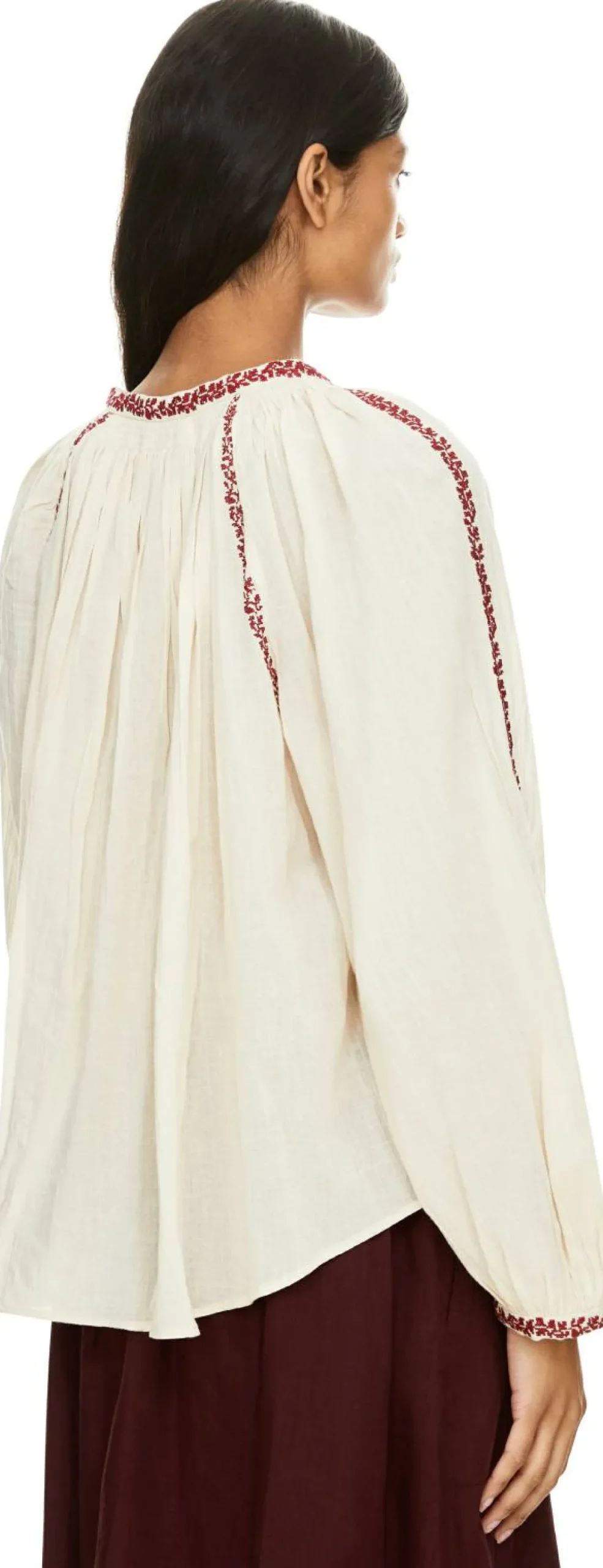 Bestickte Bluse 'Lena' Beige