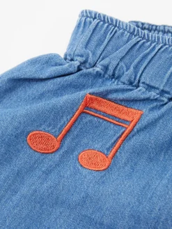 Bestickte Denim Shorts Blau