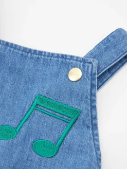 Bestickter Denim Overall Blau