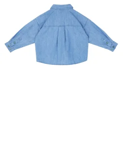 Besticktes Denim Hemd Blau