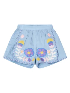 Bestickte Shorts 'Maiwen' Hellblau