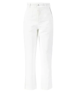 Bestickte Stoffhose 'Bush' Weiß