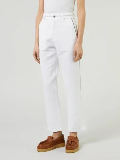 Bestickte Stoffhose 'Bush' Weiß