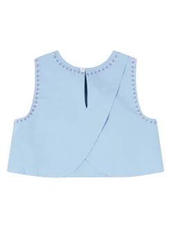 Besticktes Top 'Albane' Blau