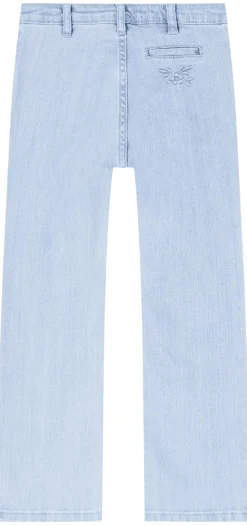 Bestickte Straight-Leg Jeans Hellblau