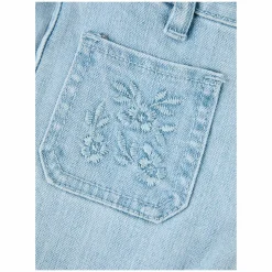 Bestickte Straight-Leg Jeans Hellblau
