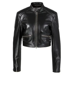 Bikerjacke aus Leder Schwarz
