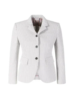 Blazer aus gestreiftem Seersucker-Krepp Grau