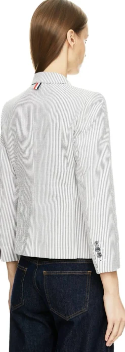 Blazer aus gestreiftem Seersucker-Krepp Grau