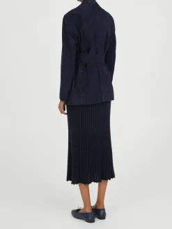 Blazer aus Veloursleder 'Linda' Marineblau