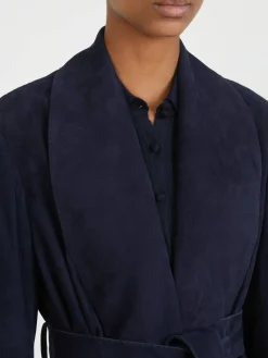Blazer aus Veloursleder 'Linda' Marineblau