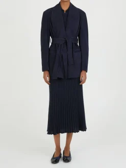 Blazer aus Veloursleder 'Linda' Marineblau
