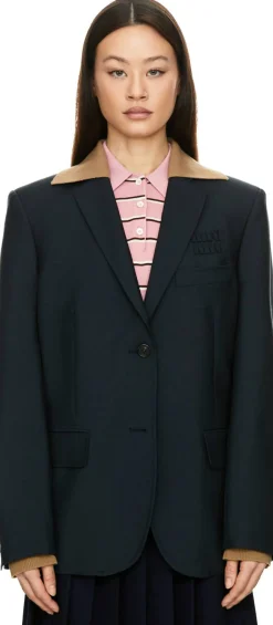 Blazer aus Wolle Marineblau
