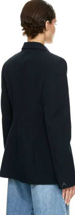 Blazer aus Wollkrepp Marineblau