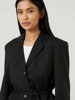 Blazer mit Bindegürtel 'Marseille' Schwarz