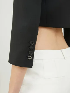 Blazer mit breiten Schulterpolstern Schwarz
