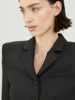 Blazer mit breiten Schulterpolstern Schwarz