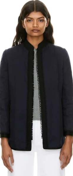 Blazer mit orientalischem Strickmuster Marineblau