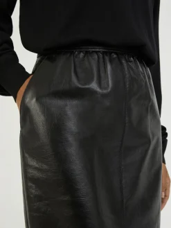 Bleistiftrock aus Leder Schwarz