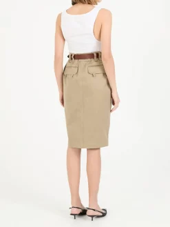 Bleistiftrock mit Gürtel Beige