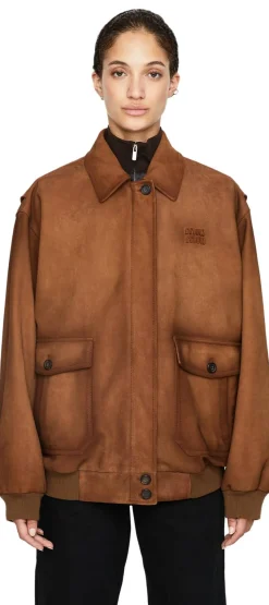 Blousonjacke aus Veloursleder Braun