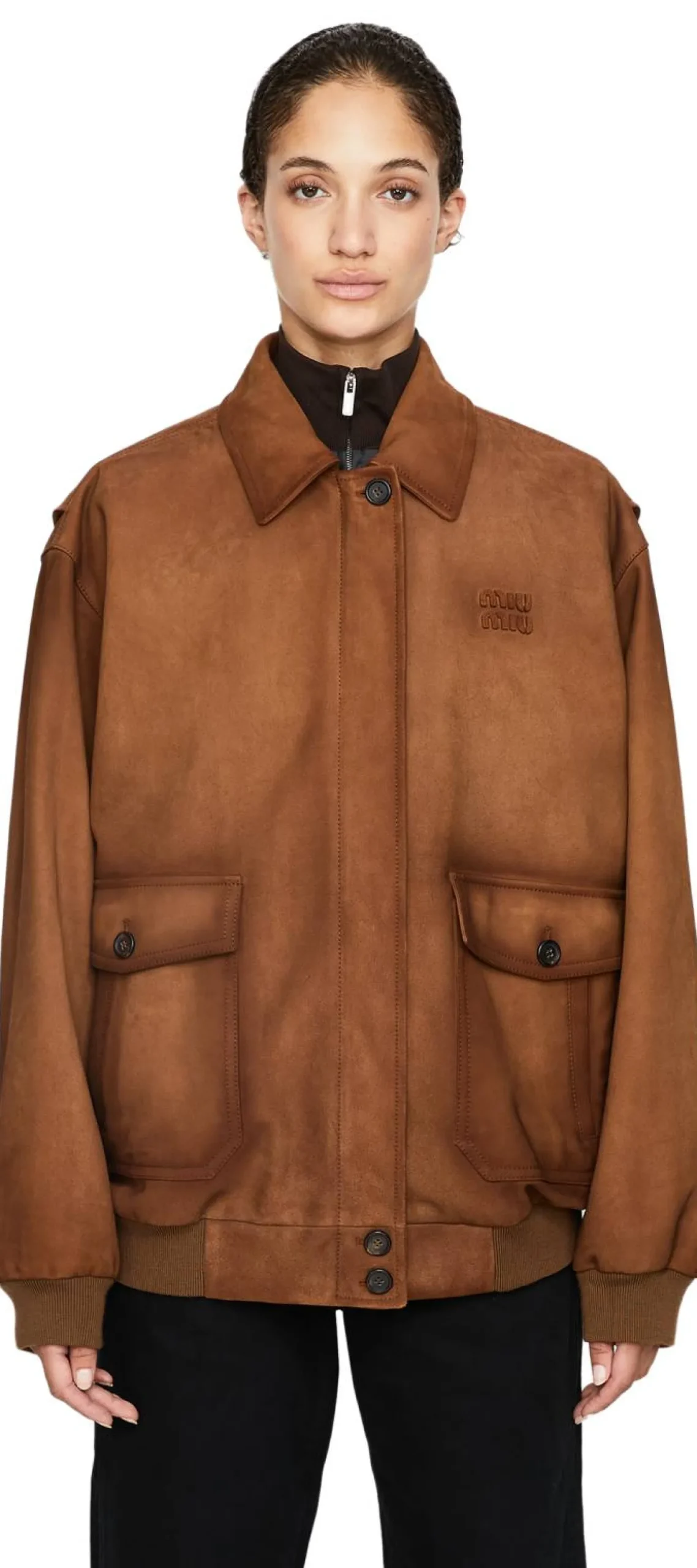 Blousonjacke aus Veloursleder Braun