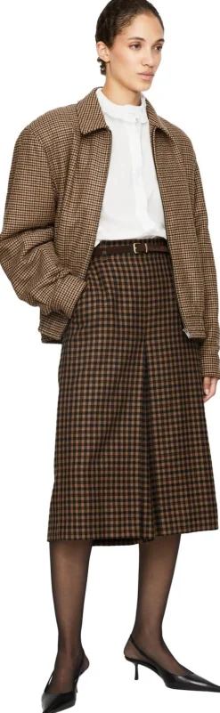 Blousonjacke mit Hahnentrittmuster Beige