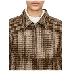 Blousonjacke mit Hahnentrittmuster Beige