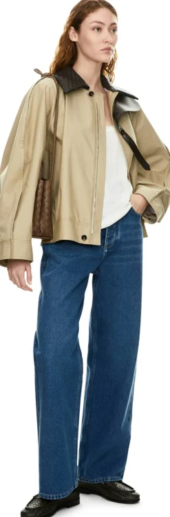Blousonjacke mit Lederkragen Braun
