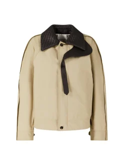 Blousonjacke mit Lederkragen Braun