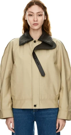 Blousonjacke mit Lederkragen Braun