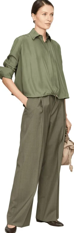 Bluse 'Balloon' mit Kordelzug Khaki