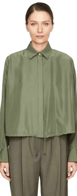 Bluse 'Balloon' mit Kordelzug Khaki