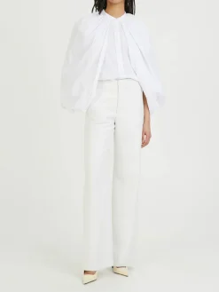 Bluse mit Cape-Ärmeln Weiß
