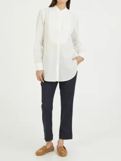 Bluse mit Offizierskragen 'Alida' Weiß