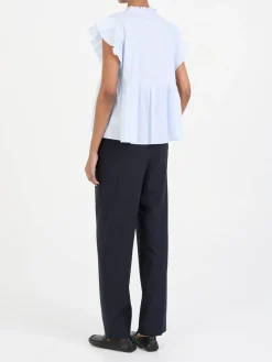 Bluse mit Rüschen Hellblau