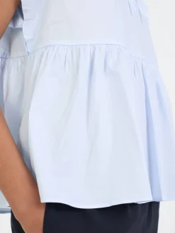 Bluse mit Rüschen Hellblau